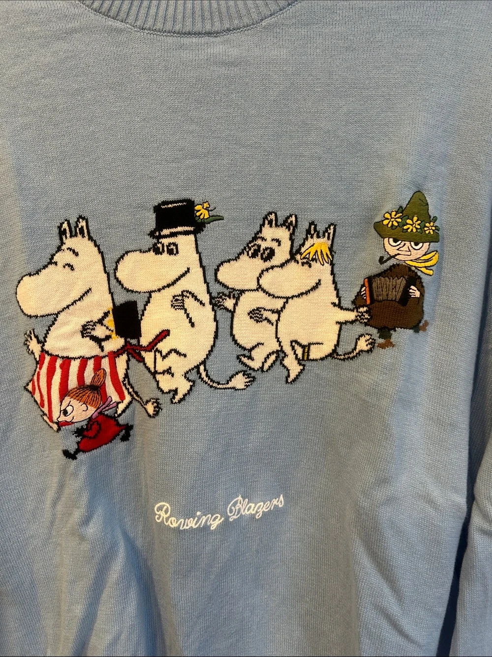 Rowing Blazers Light Blue Cotton Moomin Crewneck Sweater
